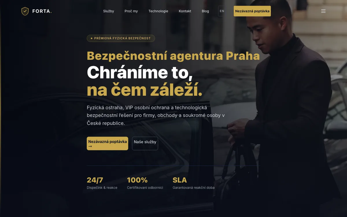 Forta Security – úvodní stránka na počítači