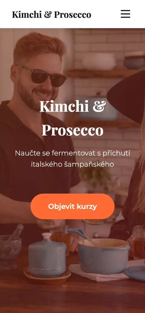 Kimchi & Prosecco – úvodní stránka na mobilu